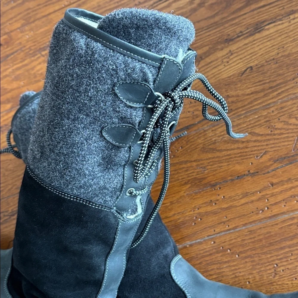 BOS. & CO. Ginger Boots Black Leather Waterproof Wool Lined Size 40 EU 9-9.5 US